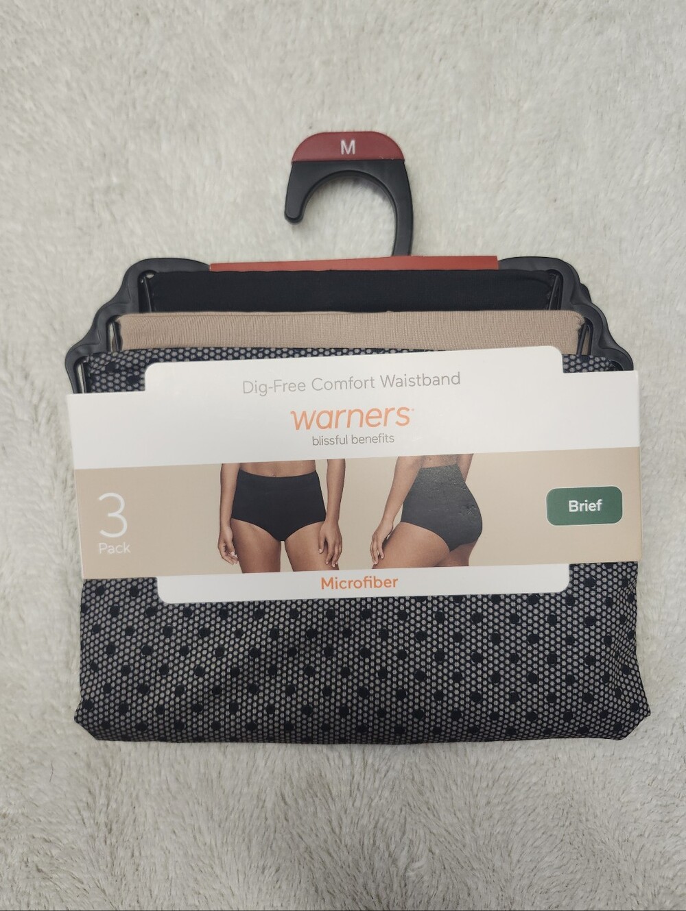 Warner's Briefs 3-Pack — Black, Beige, Red
